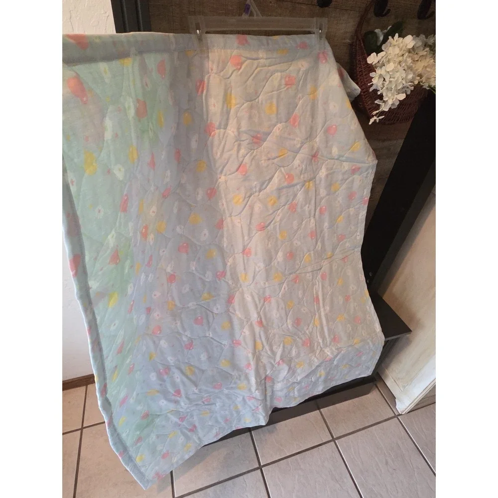Bunnies And Bears Handmade Baby Blanket, Pastels Cottagecore Charming